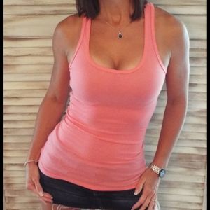 Mauve pink racerback solid lowcut tank top scoo…